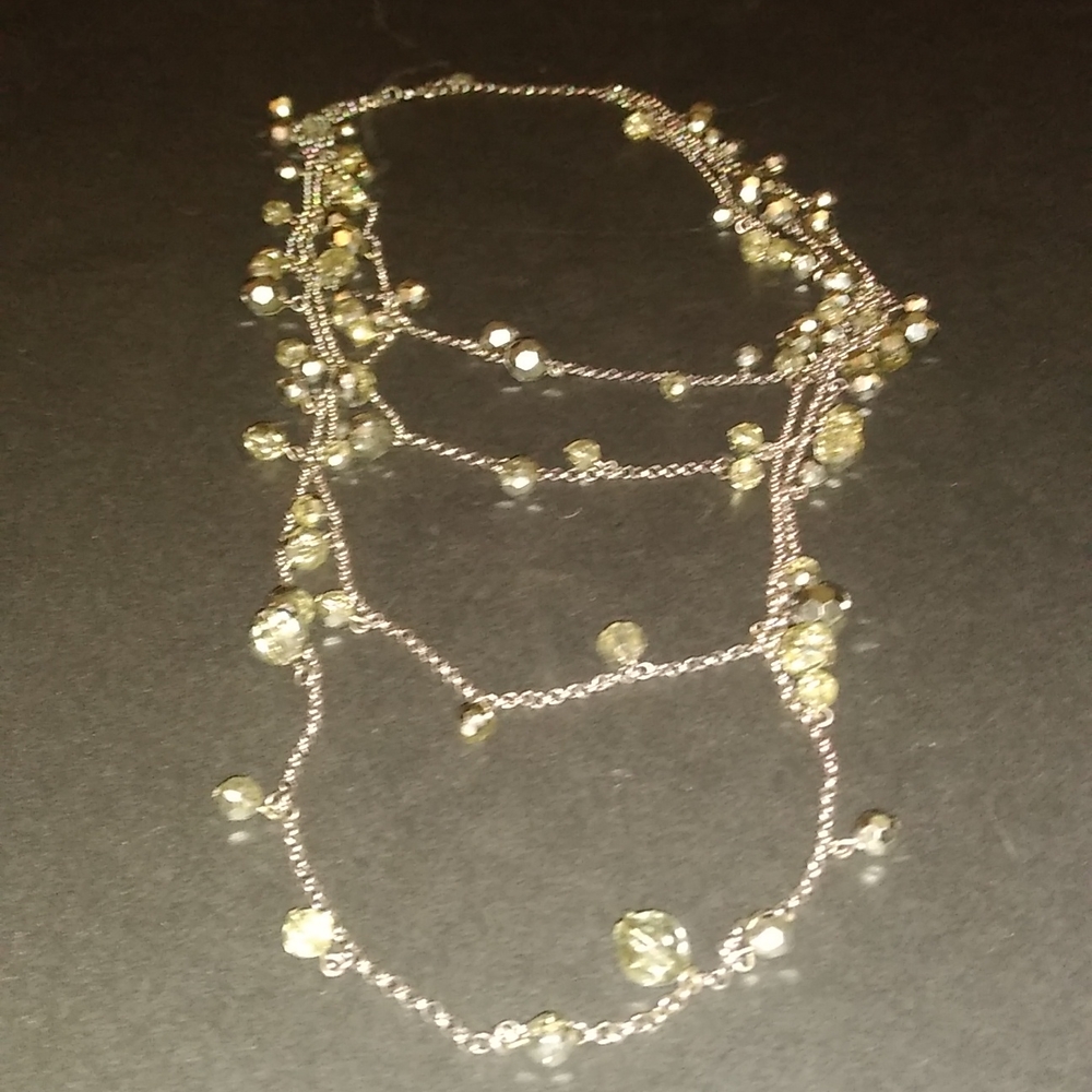 Gunmetal Rhinestone Drop Bib Necklace 20” Very Nice!